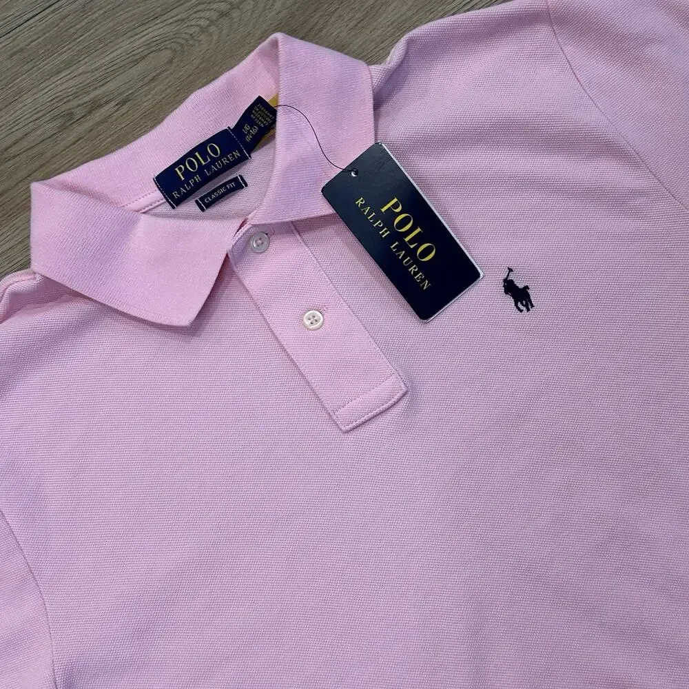 Ralph Lauren NWT The Iconic Mesh Polo Shirt Boys Large (14-16) Short Sleeve Pink
